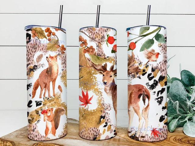 Fall Sublimation Design Wild Animal Wrap Tumbler Gold Glitter Leopard Sublimation Designs, Coffee Tumbler Template, Digital Download Sublimation iStyleDesign 
