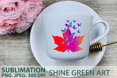 Fall Sublimation - Oak, Butterfly PNG Sublimation Shine Green Art 