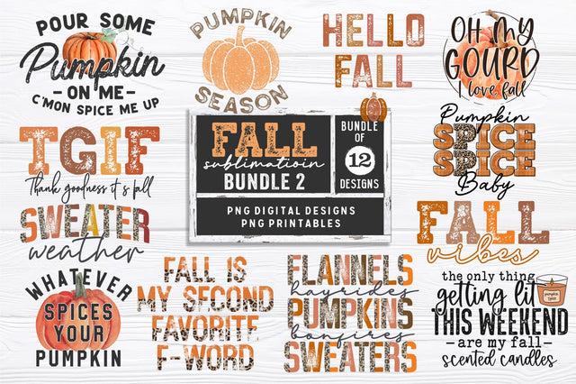 Fall Sublimation png Bundle - Fall png - Print File - Fall Sublimation Design - Autumn png - Digital Download Sublimation Svg Cuttables 