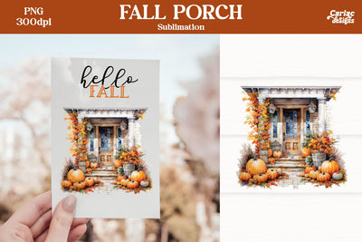 Fall Sublimation PNG | Fall Porch PNG Sublimation Carla C Designs 