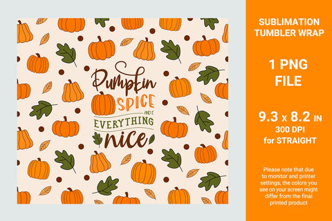 Fall sublimation tumbler wrap 20 oz skinny SVG KMarinaDesign 