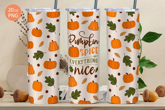 Fall sublimation tumbler wrap 20 oz skinny SVG KMarinaDesign 