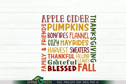 Fall Subway Art SVG - Thanksgiving SVG Cut File SVG Shine Green Art 