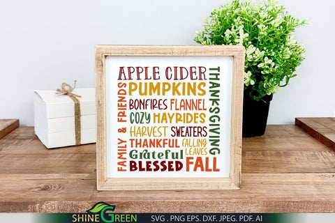 Fall Subway Art SVG - Thanksgiving SVG Cut File SVG Shine Green Art 