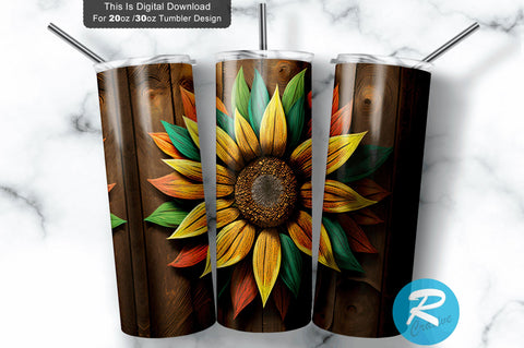 Fall Sunflower 20 oz / 30 oz Tumbler PNG Sublimation Regulrcrative 