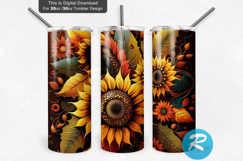 Fall Sunflower 20 oz / 30 oz Tumbler PNG Sublimation Regulrcrative 