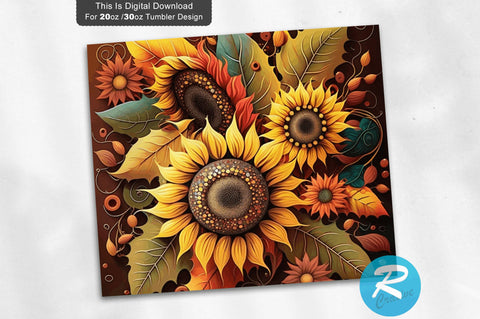 Fall Sunflower 20 oz / 30 oz Tumbler PNG Sublimation Regulrcrative 