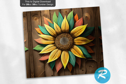 Fall Sunflower 20 oz / 30 oz Tumbler PNG Sublimation Regulrcrative 