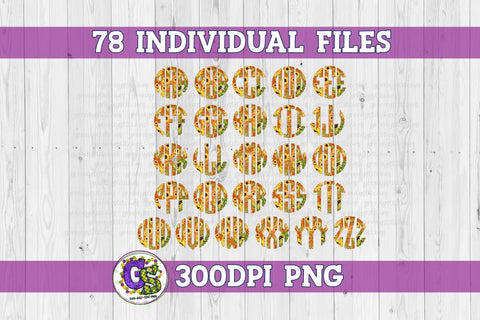 Fall Sunflower Monogram Set PNG for Sublimation Sublimation Greedy Stitches 