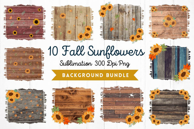 Fall Sunflowers Sublimation Background bundle Sublimation Regulrcrative 
