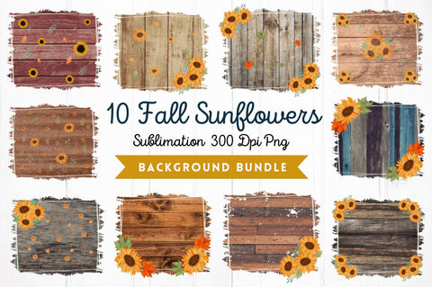 Fall Sunflowers Sublimation Background bundle Sublimation Regulrcrative 