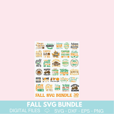 Fall SVG Bundle 30 Files, Autumn SVG, Pumpkin SVG Bundle, Fall sayings svg SVG Elise Cellucci 