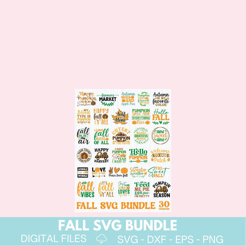 Fall SVG Bundle 30 Files, Autumn SVG, Pumpkin SVG Bundle, Fall sayings svg SVG Elise Cellucci 
