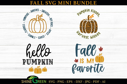 Fall SVG Bundle | 4 Ready to Use Cut Files SVG Shine Green Art 