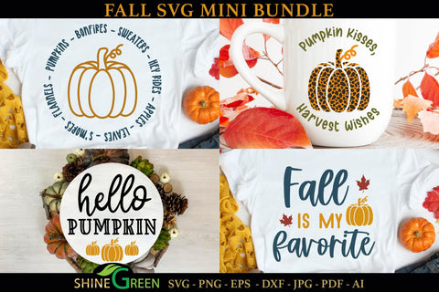 Fall SVG Bundle | 4 Ready to Use Cut Files SVG Shine Green Art 