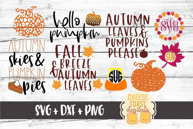 Fall SVG Bundle - 9 Fall Themed SVG Cut Files SVG Cheese Toast Digitals