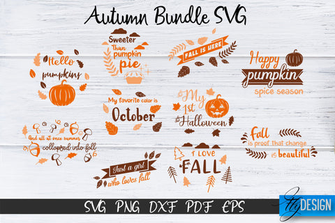 Fall SVG Bundle. Autumn Bundle svg. Fall quotes Designs SVG Fly Design 