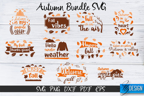 Fall SVG Bundle. Autumn Bundle svg. Fall quotes Designs SVG Fly Design 