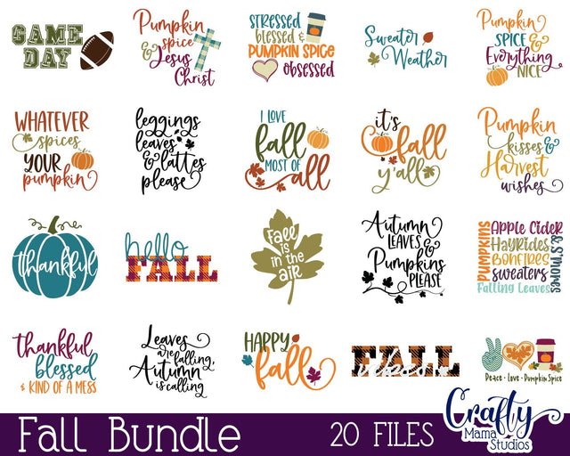 Fall Svg Bundle - Autumn Cut File - Pumpkin Spice Bundle Svg SVG Crafty Mama Studios 