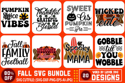 Fall SVG Bundle ,Autumn SVG Bundle , Thanksgiving SVG Bundle , Funny Fall SVG Bundle Quotes SVG Blessedprint 