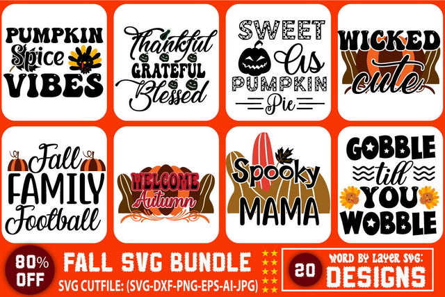 Fall SVG Bundle ,Autumn SVG Bundle , Thanksgiving SVG Bundle , Funny Fall SVG Bundle Quotes SVG Blessedprint 
