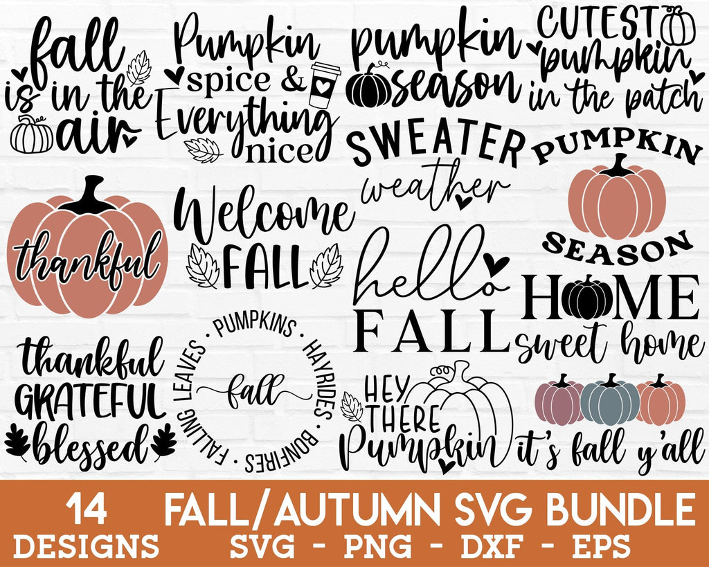 Fall SVG Bundle - Autumn SVG, Fall Shirt SVG, Thanksgiving SVG, Hello ...