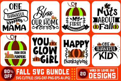 Fall SVG Bundle, autumn svg, pumpkin svg, turkey svg, thanksgiving svg, thankful svg, blessed svg, fall sign svg, svg designs, svg quotes SVG Blessedprint 