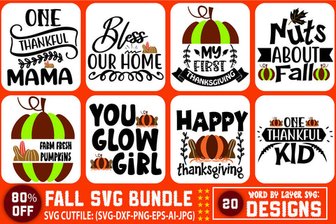 Fall SVG Bundle, autumn svg, pumpkin svg, turkey svg, thanksgiving svg, thankful svg, blessed svg, fall sign svg, svg designs, svg quotes SVG Blessedprint 