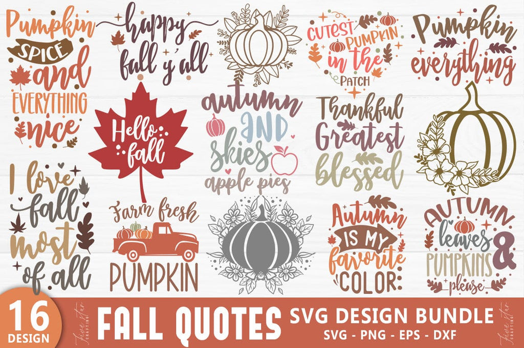 Fall SVG Bundle Design Autumn SVG - So Fontsy