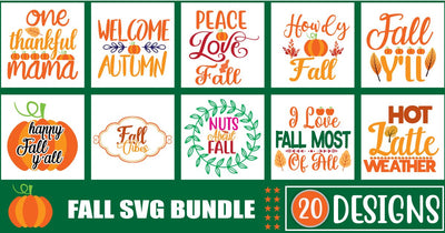 Fall Svg Bundle, Fall Quote Svg, Autumn Svg Bundle, Pumpkin Spice SVG, Thankful Svg SVG Blessedprint 