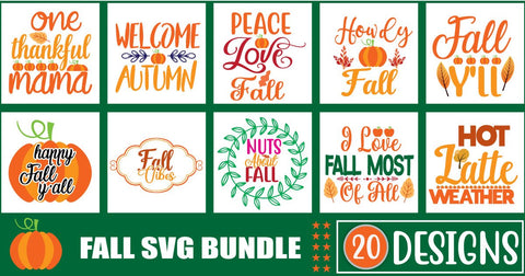 Fall Svg Bundle, Fall Quote Svg, Autumn Svg Bundle, Pumpkin Spice SVG, Thankful Svg SVG Blessedprint 