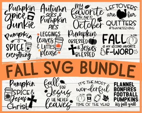 Fall Svg Bundle, Fall Quote Svg, Autumn Svg Bundle, Pumpkin Spice SVG, Thankful Svg SVG She Shed Craft Store 