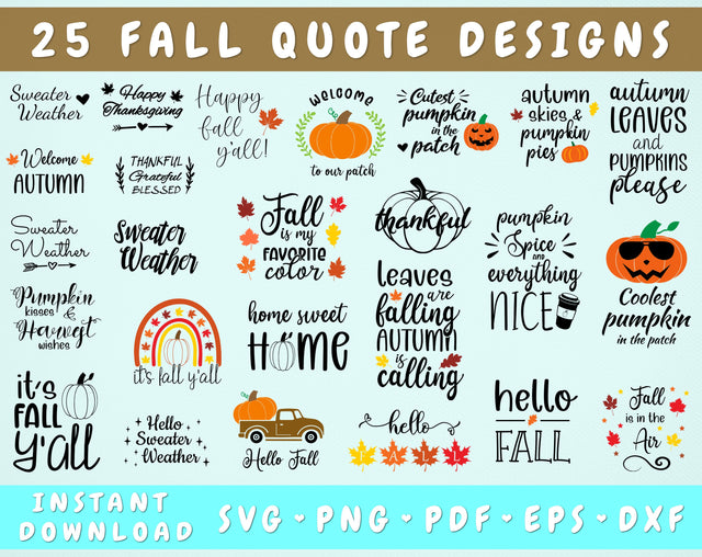 Fall SVG Bundle, Fall Sublimation Designs, 25 Designs SVG HappyDesignStudio 