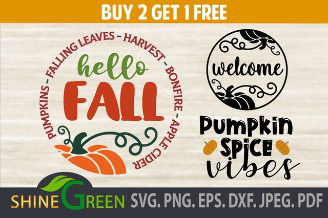 Fall SVG Bundle Mini Buy 2 Get One Free SVG Shine Green Art 