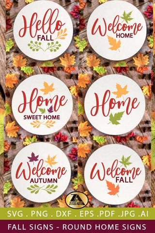 Fall SVG Bundle Round Home Signs SVG PNG Farmhouse Sign SVG SVG zoellartz 
