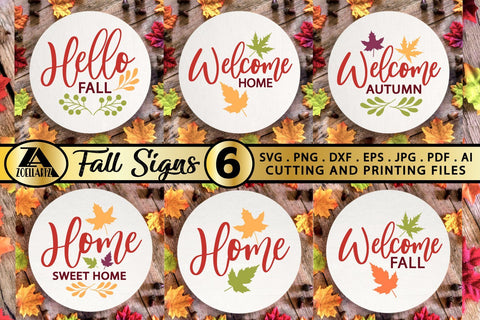 Fall SVG Bundle Round Home Signs SVG PNG Farmhouse Sign SVG SVG zoellartz 
