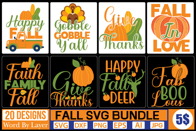 FALL SVG BUNDLE SVG Cut File SVGs quotes-and-sayings food-drink mini-bundles print-cut on-sale Clipart Clip Art Sublimation or Vinyl Shirt Design SVG DesignPlante 503 