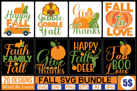 FALL SVG BUNDLE SVG Cut File SVGs quotes-and-sayings food-drink mini-bundles print-cut on-sale Clipart Clip Art Sublimation or Vinyl Shirt Design SVG DesignPlante 503 