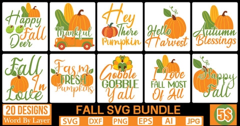 FALL SVG BUNDLE SVG Cut File SVGs quotes-and-sayings food-drink mini-bundles print-cut on-sale Clipart Clip Art Sublimation or Vinyl Shirt Design SVG DesignPlante 503 