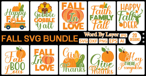 FALL SVG BUNDLE SVG Cut File SVGs quotes-and-sayings food-drink mini-bundles print-cut on-sale Clipart Clip Art Sublimation or Vinyl Shirt Design SVG DesignPlante 503 