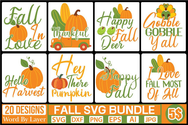 FALL SVG BUNDLE SVG Cut File SVGs quotes-and-sayings food-drink mini-bundles print-cut on-sale Clipart Clip Art Sublimation or Vinyl Shirt Design SVG DesignPlante 503 