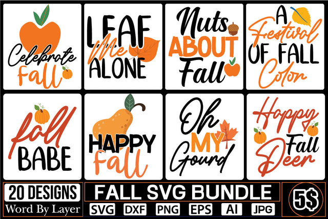FALL SVG BUNDLE SVG Cut File SVGs,quotes-and-sayings,food-drink mini-bundles,print-cut,on-sale Clipart Clip Art Sublimation or Vinyl Shirt Design SVG DesignPlante 503 