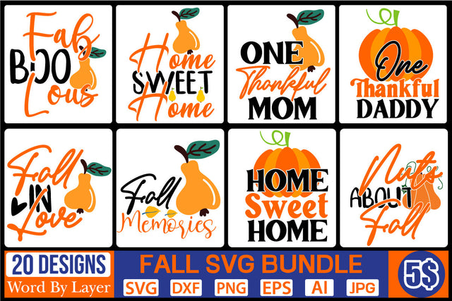 FALL SVG BUNDLE SVG Cut File SVGs,quotes-and-sayings,food-drink mini-bundles,print-cut,on-sale Clipart Clip Art Sublimation or Vinyl Shirt Design SVG DesignPlante 503 