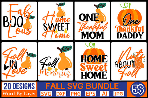 FALL SVG BUNDLE SVG Cut File SVGs,quotes-and-sayings,food-drink mini-bundles,print-cut,on-sale Clipart Clip Art Sublimation or Vinyl Shirt Design SVG DesignPlante 503 