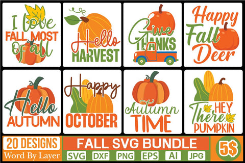 FALL SVG BUNDLE SVG Cut File SVGs,quotes-and-sayings,food-drink mini-bundles,print-cut,on-sale Clipart Clip Art Sublimation or Vinyl Shirt Design SVG DesignPlante 503 