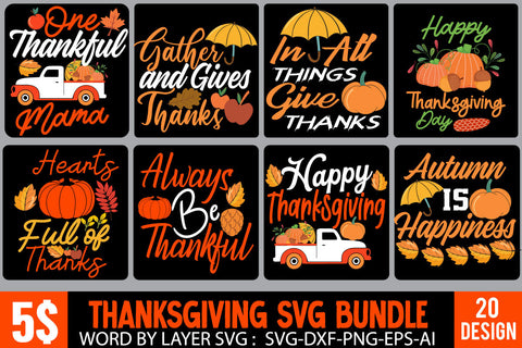 Fall SVG Bundle , Thanksgiving SVG Bundle , Funny Fall SVG Bundle Quotes,Thanksful SVG 20 Design SVG BlackCatsMedia 