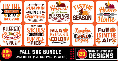 Fall SVG Bundle, Thanksgiving Svg Bundle,Fall Pumpkin SVG Bundle, Autumn SVG Bundle, Fall Cut File, Thanksgiving Cut File, Fall SVG, Autumn SVG, Pumpkin quotes SVG,Fall Cut File for Cricut,silhouette SVG Blessedprint 