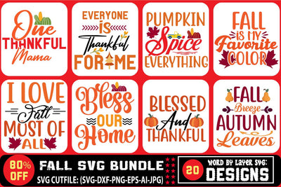 Fall Svg Bundle Thanksgiving Svg Fall sayings svg Autumn Quotes SVG Blessedprint 
