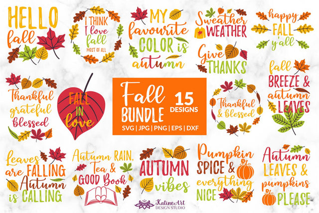 Fall Svg Bundle Thanksgiving Svg Fall sayings svg Autumn Quotes SVG KatineArt 