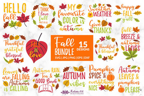 Fall Svg Bundle Thanksgiving Svg Fall sayings svg Autumn Quotes SVG KatineArt 